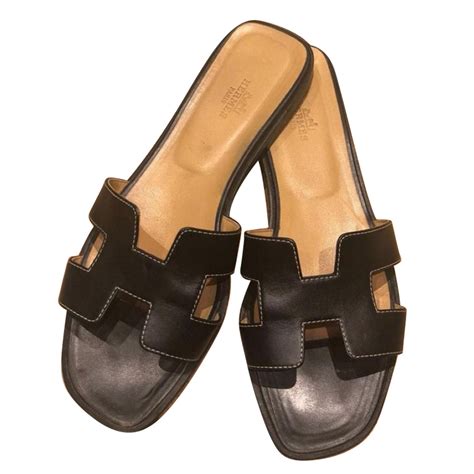 hermes sandals all black